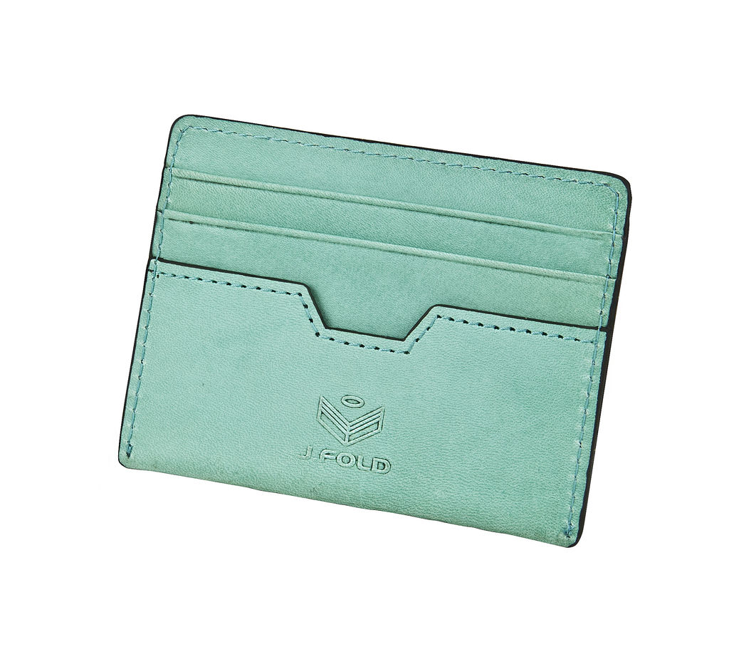 J.FOLD Tetra Flat Carrier Leather Wallet - Turquoise